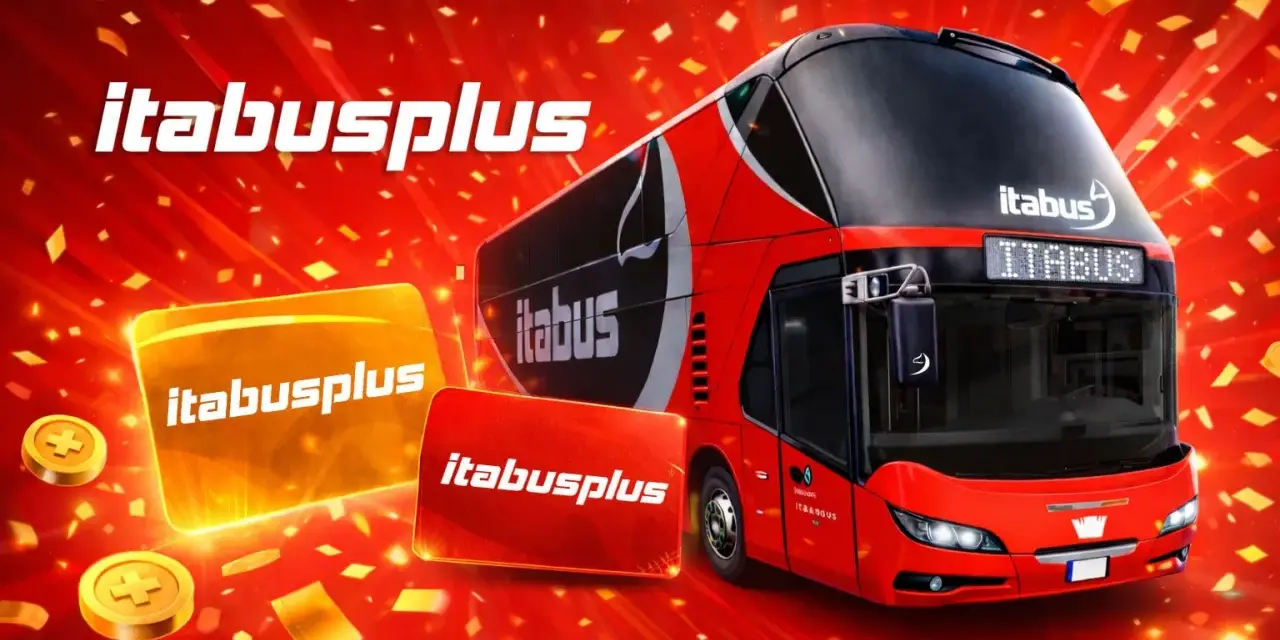 Bus Itabus rosso a due piani, ideale per il tuo viaggio da Treviso a Padova. Offerte speciali e convenienza.