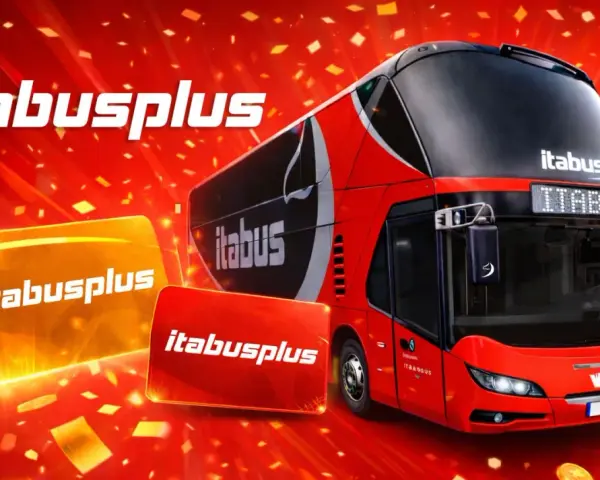 Bus Itabus rosso a due piani, ideale per il tuo viaggio da Treviso a Padova. Offerte speciali e convenienza.