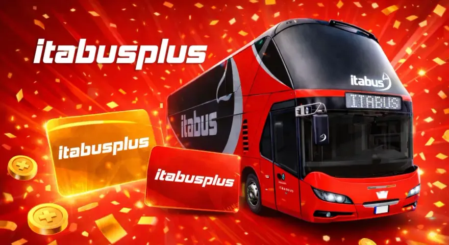 Bus Itabus rosso a due piani, ideale per il tuo viaggio da Treviso a Padova. Offerte speciali e convenienza.