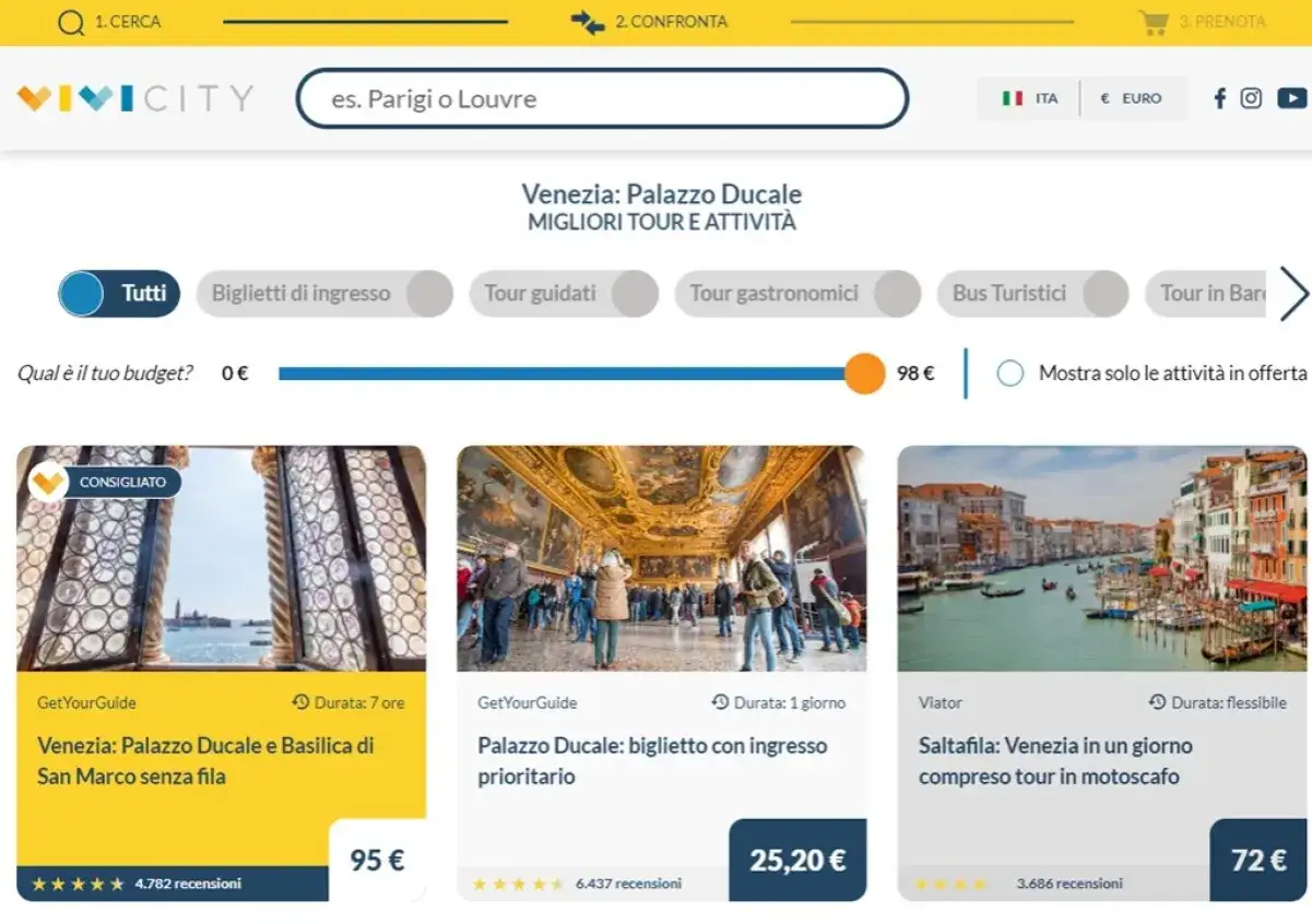 Offerte per il Palazzo Ducale a Venezia: biglietti da 25,20€, tour con ingresso prioritario e senza fila. Scopri il prezzo migliore!